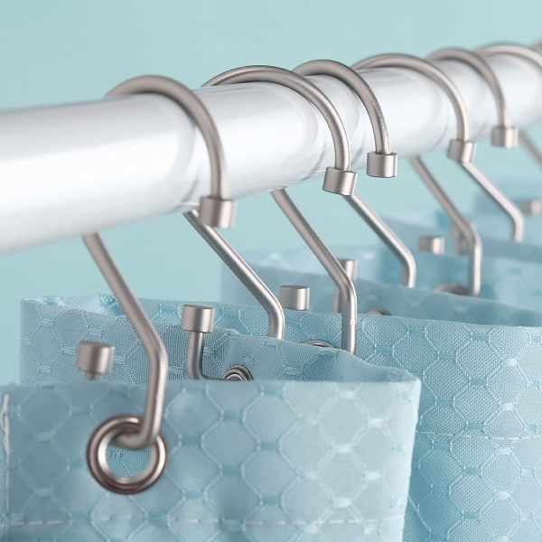 S-formade hängkrokar duschdraperikrokar 12-pack, Duschdraperitillbehör Silver