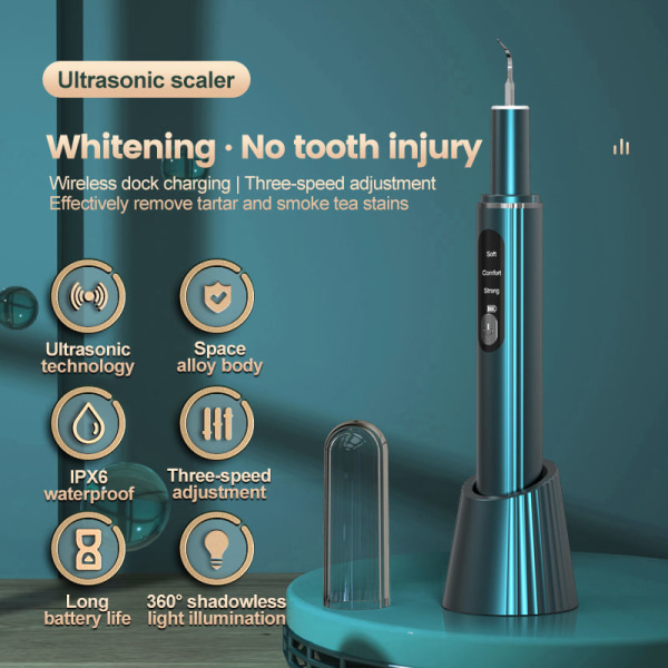 Tandplejesæt med ultralyds tandstensfjerner 11 dele Sort