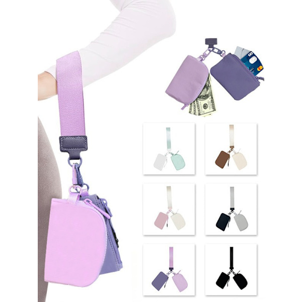 Ny bärbar handledsmyntväska Benvit+rosa