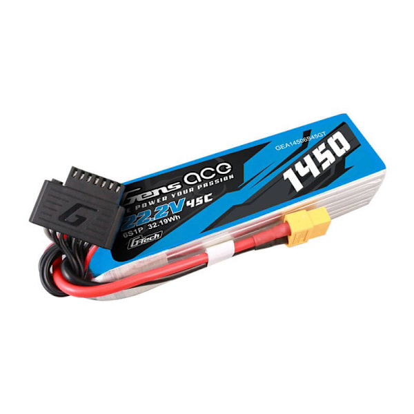 Gens Ace G-Tech 1450mAh 22,2V 45C 6S1P Lipo-batteripaket med XT60-kontakt