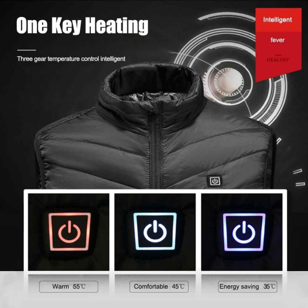 Genopladelig Opvarmet vest/varmevest Sort S