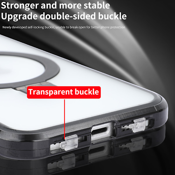 Transparent, Magnetiskt Fodral med Stativ för iPhone iPhone 13 Pro max Svart