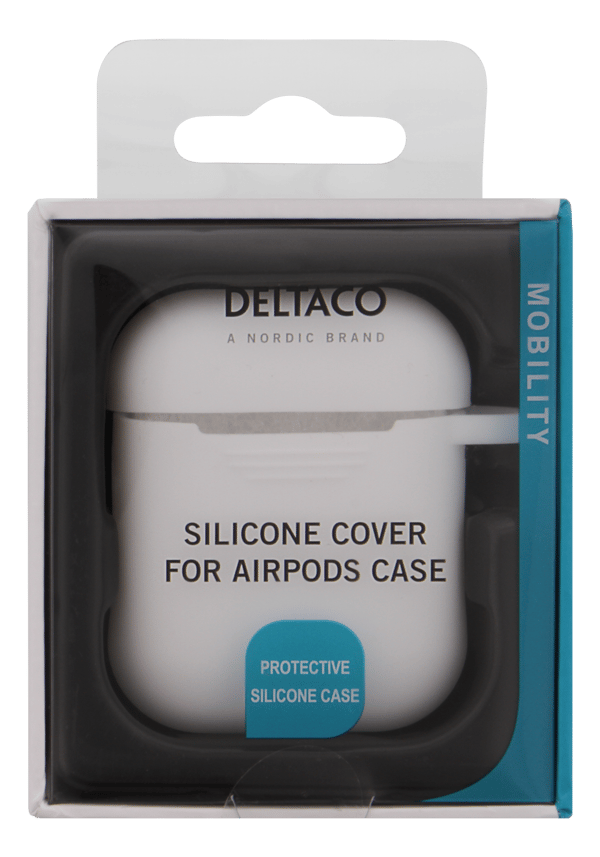AirPods 1/2 silicone case, keyring hole, easy to grip, white