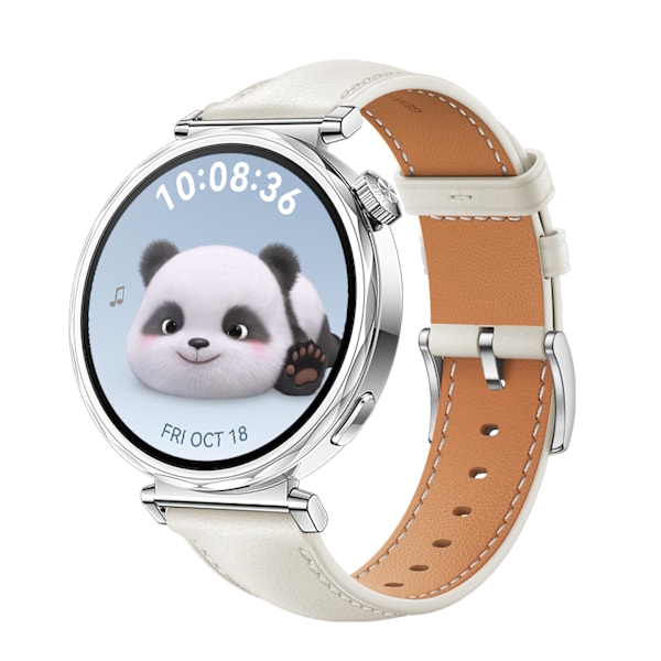 Klockarmband i Läder för Huawei Watch GT5 - 18MM Vit + Silver