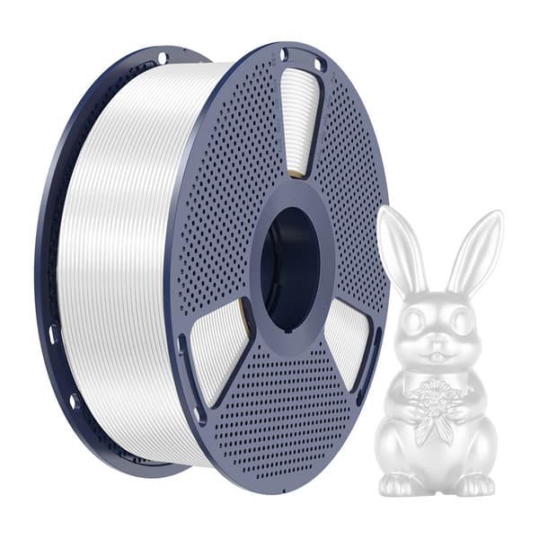 Sunlu PLA+ Silk-filament til 3D-printere, hvid, blank silkeoverflade og ±0,02 mm dimensionsnøjagtighed