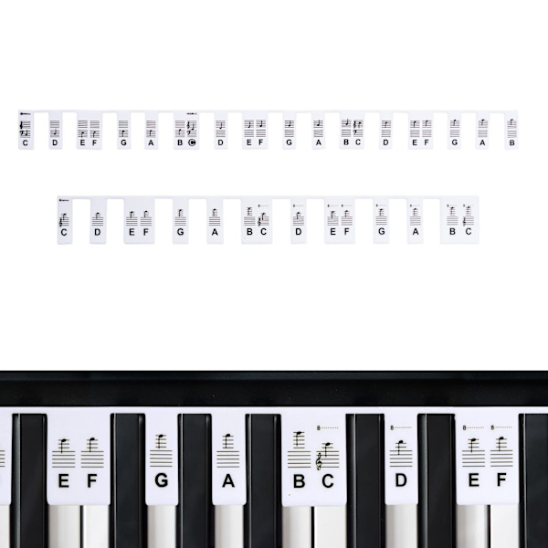INF Avtagbara piano och keyboard etiketter 61 tangenter Flerfärgad Vit
