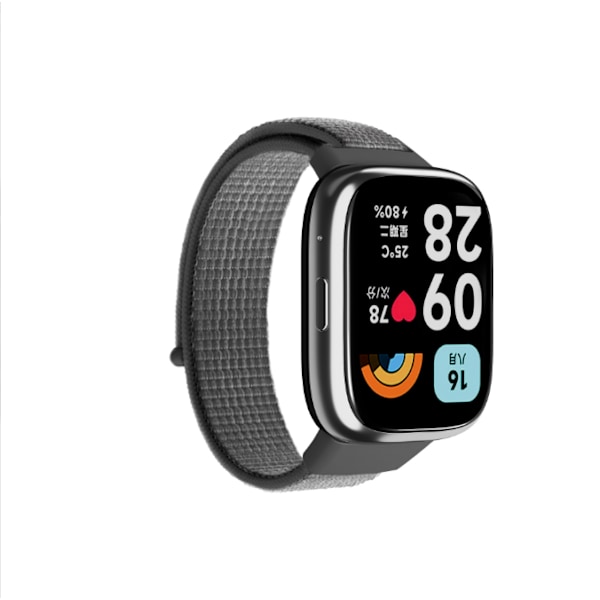 Redmi Watch 3 Active Nylon -ranneke Tummanharmaa