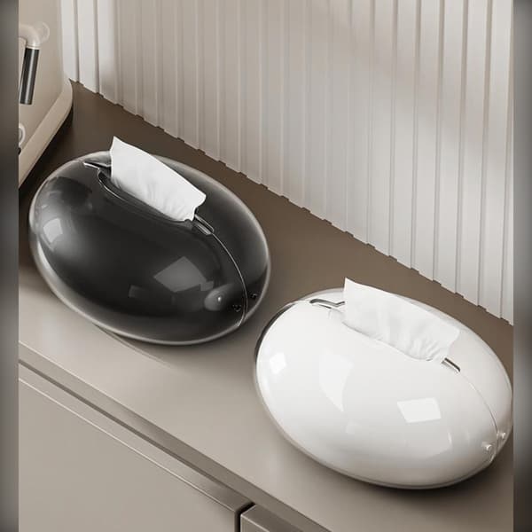 Dubbellagers Magnetisk Vattendroppe Tissue Box - Stilren PET Tissuehållare Black Black
