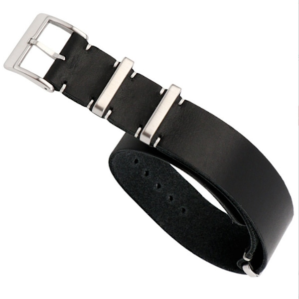 PU Crazy Horse NATO -kellon integroitu ranneke Musta 26 mm