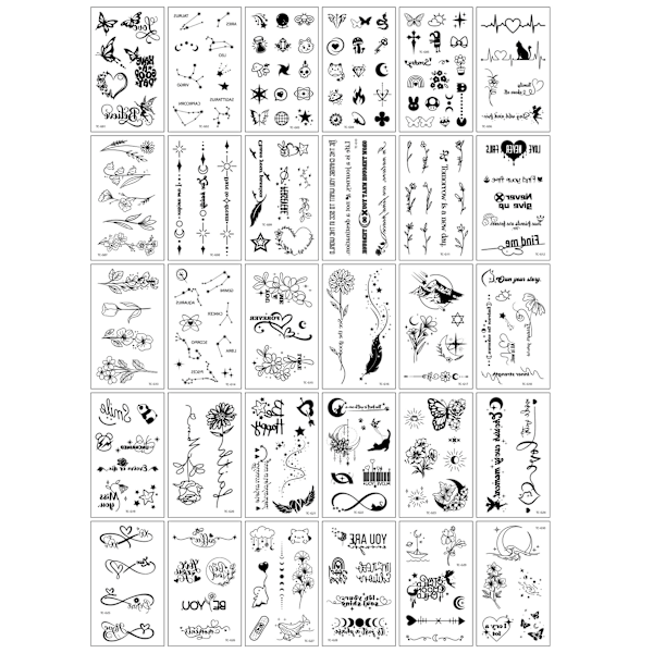 Fräscha temporära tatueringsdekaler - Blandade designer