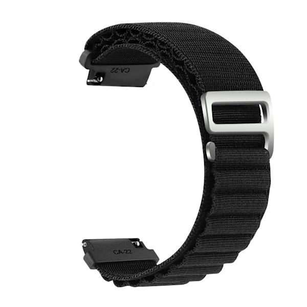 Klockarmband flätad nylon Samsung Galaxy Watch 5 / Watch 5 Pro, Samsung Galaxy Watch 4 40 mm / 44 mm Svart 20 mm