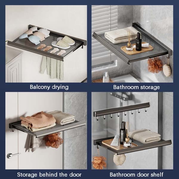 Sugekop Tørrestativ Grå [44cm] - Foldbart Tørrenet, Aluminiumlegering, Installation uden Boring, optimal til mindre rum