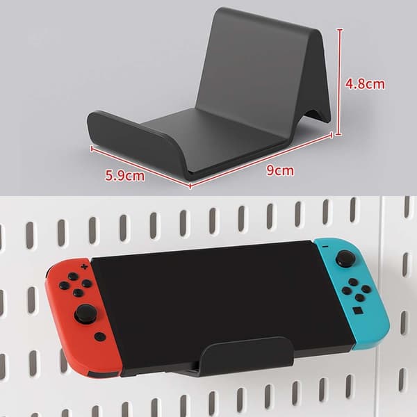 Hulplade Hylde Tilbehør - Spillekonsol Controller Holder Krog, Multifunktionel Opbevaringsløsning Black Black