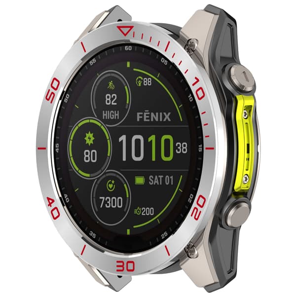 Garmin Tactix 8 47mm Bezel: Silver-Red Time Zone Edition