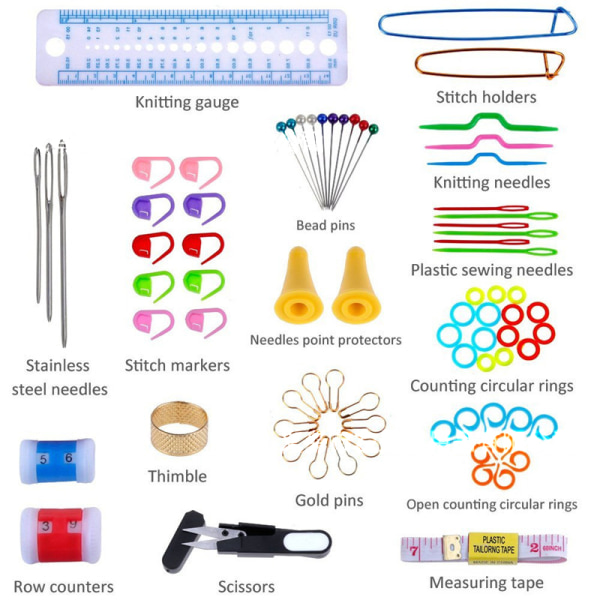 100 styks hæklenåle sæt strikkegarn vævenåle sæt MultiColor