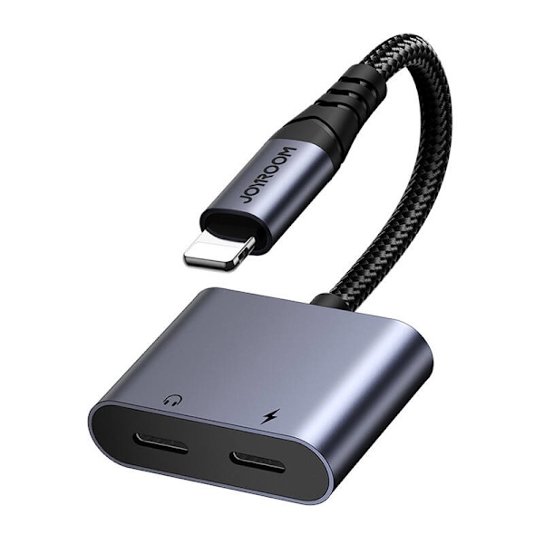 2-i-1 ljudadapter Joyroom SY-L01 Lightning till 3,5 mm + Lightning (svart)