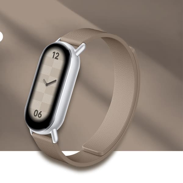 Læderrem til Xiaomi Band 8/9 - Magnetisk Brown Brown