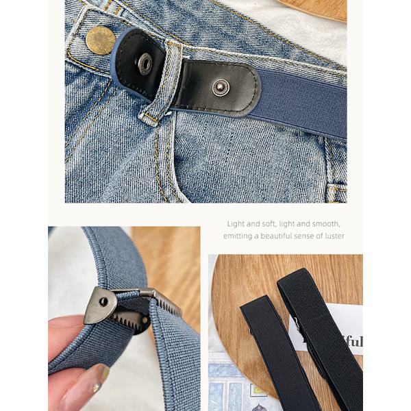 Elastisk bælte uden spænde, unisex Black M Black M