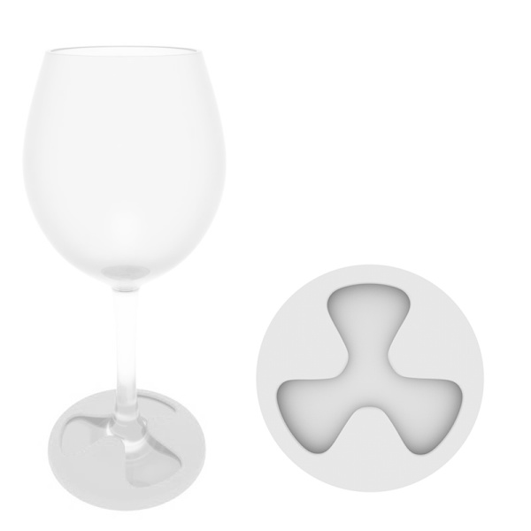 Sæt med 4 silikone vinglasbrikker LightGrey LightGrey