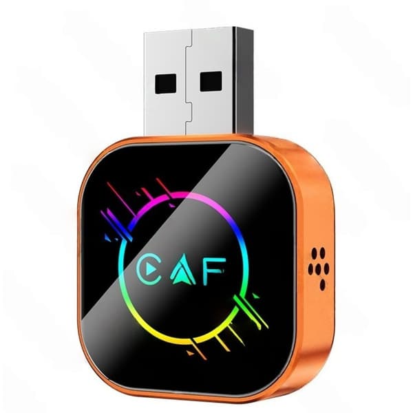 Q1AS Trådlös CarPlay/Android Auto/Mirror Link Box Orange Meteor Streaming Färg Metall+Glas 3-i-1 Android Speglingsskärm Android Auto CarPlay Box