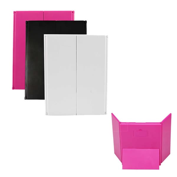 LED-belyst trefoldet makeupspejl - bærbart forfængelighedsspejl, perfekt til fejlfri makeup Rose red Rose red