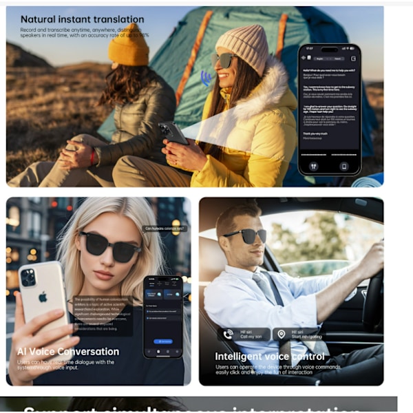Älykkäät Bluetooth-lasit HY-1006 - Audio & Visual Experience Musta