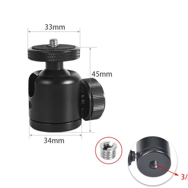 Mini Kuglehoved 360° Roterende Kameramontering - Forbedret Stabilitet