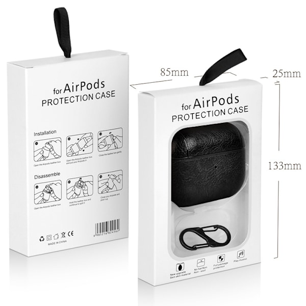 Airpods skyddsfodral, premium PU-läder Airpods 3 Svart