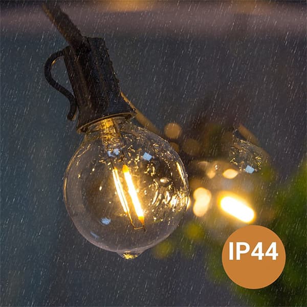 10m 15 LED E12 -pistorasialamppu - Musta, 220V - Sisältää varapolttimon