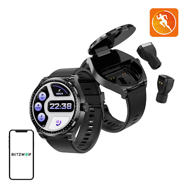 BlitzWolf BW-HW1 smartwatch + TWS hörlurar (svarta)