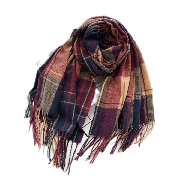 Cashmere-liknande linje rutnät scarf mångsidig brittisk stil Flerfärgad