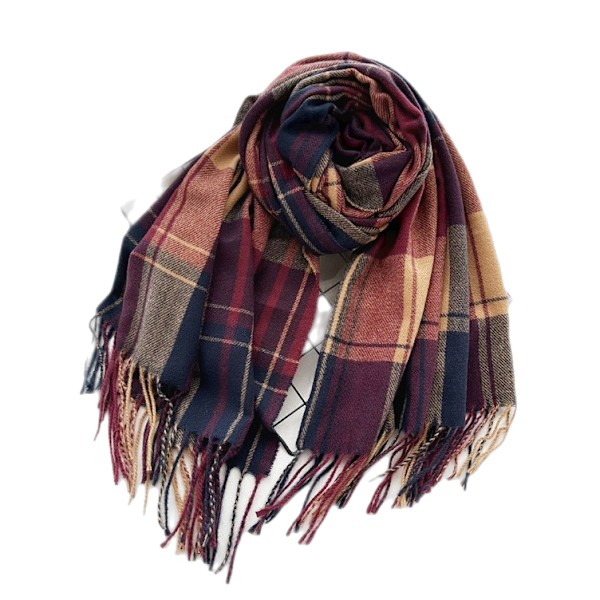 Cashmere-liknande linje rutnät scarf mångsidig brittisk stil Vit