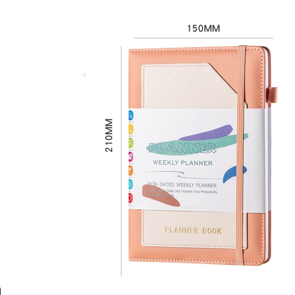 Veckoplanerare, dagsplanerare, arrangörsanteckningsbok, produktivitetsdagbok Rosa