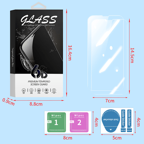 Skärmskydd i Härdat Glas för iPhone - 2 pack iPhone 16 Plus