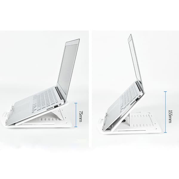 Justerbart laptopstativ med telefonhållare White White