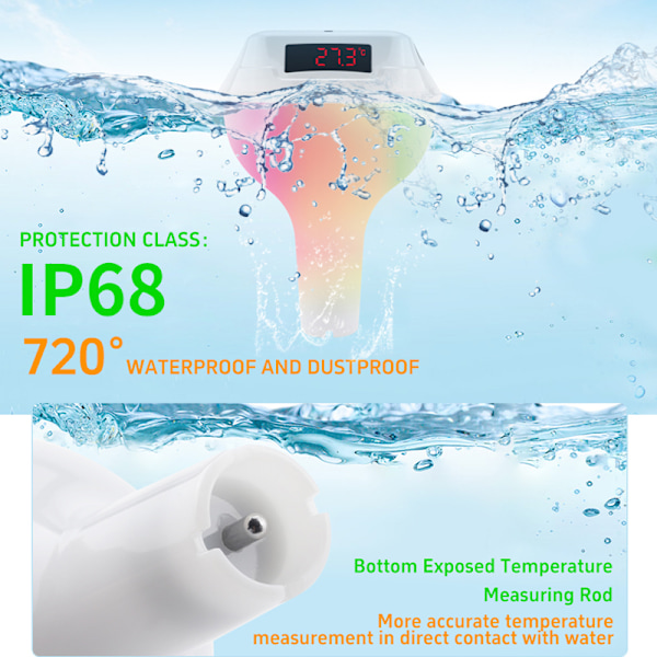 Flydende pooltermometer med LED-display, TS-PL01