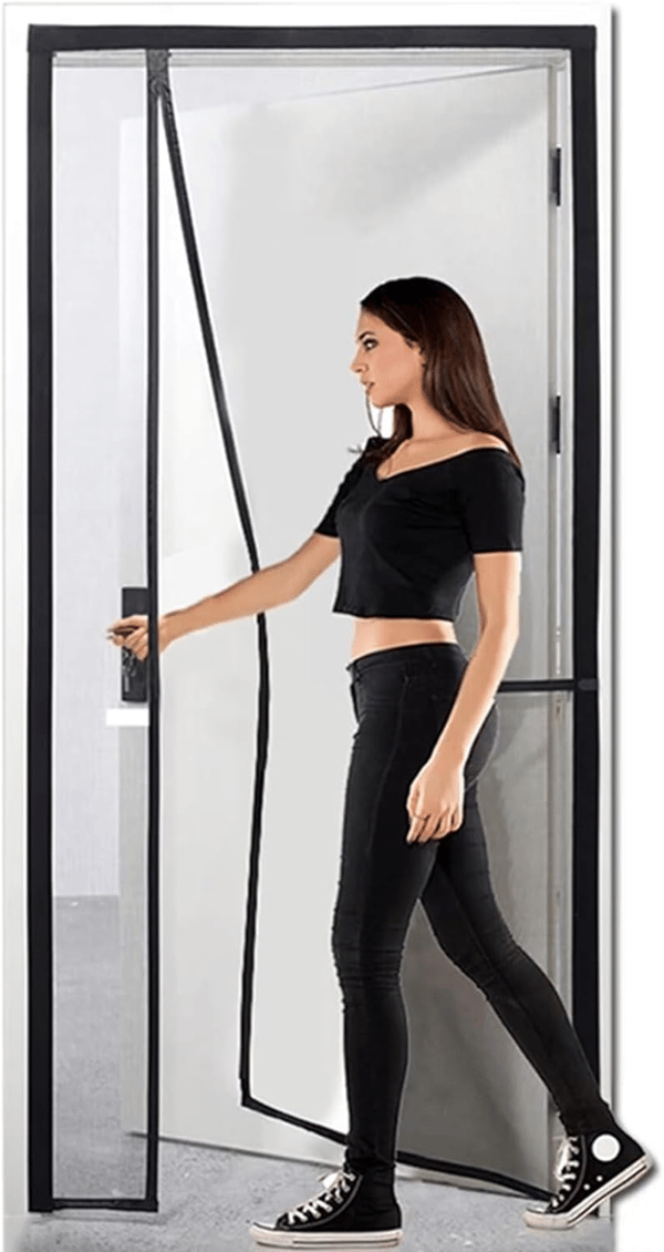 Glasfiber magnetisk skærmdørgardin Black L Black L