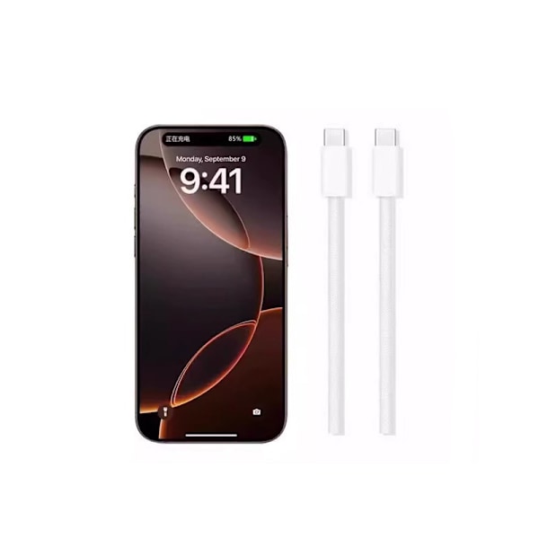 2-pack flätad USB-C till USB-C-kabel - grå och vit 1M