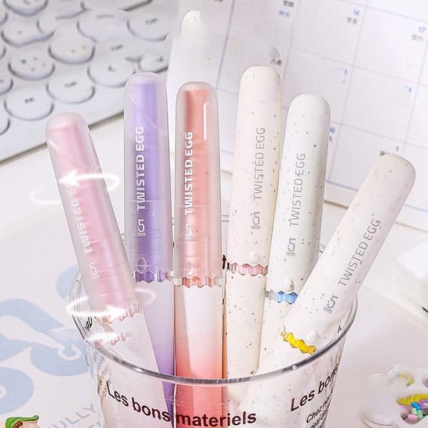 Ägg Gel Penna - Vridbar, Infällbar, 3-pack, Macaronfärger, Snabbtorkande Bläck