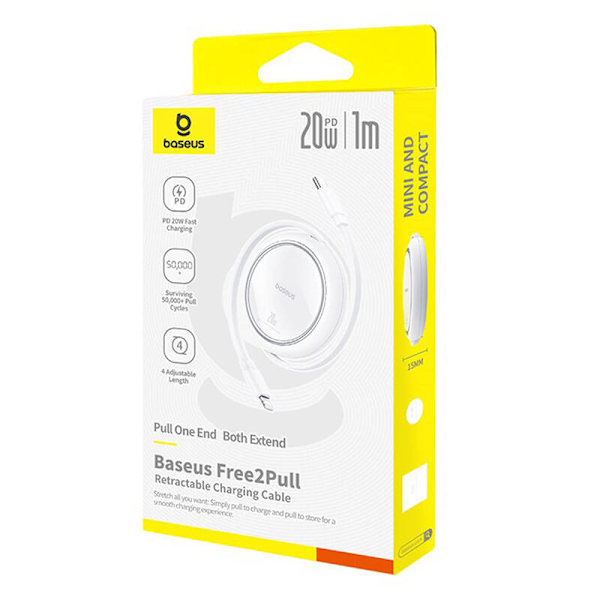 Baseus Free2Pull-kabel USB-C til iP 20W (hvid)