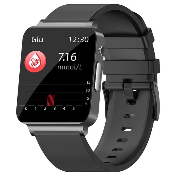 Smartwatch med EKG, puls, blodiltning, søvnmonitor Black Black