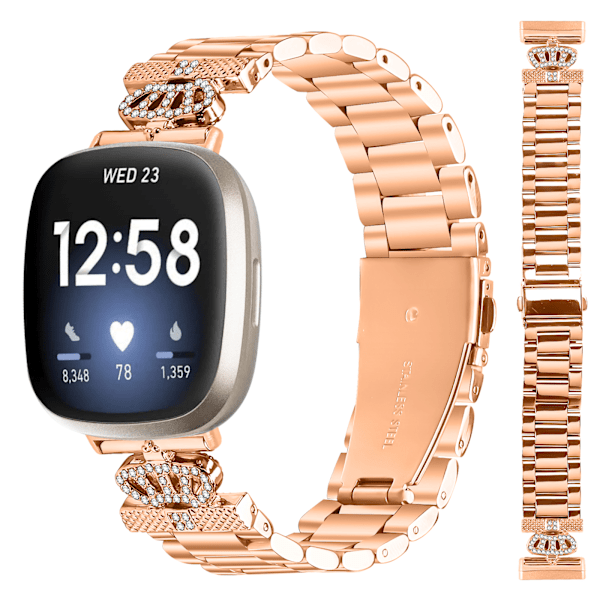 Roséguldarmband i rostfritt stål för Fitbit Versa 3/4/Sense 2