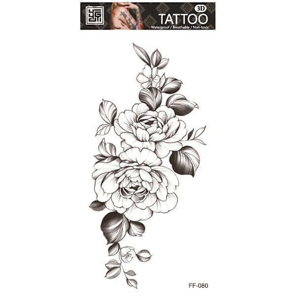 Vattentät Tillfällig Tatuering - Blommig Design model 1