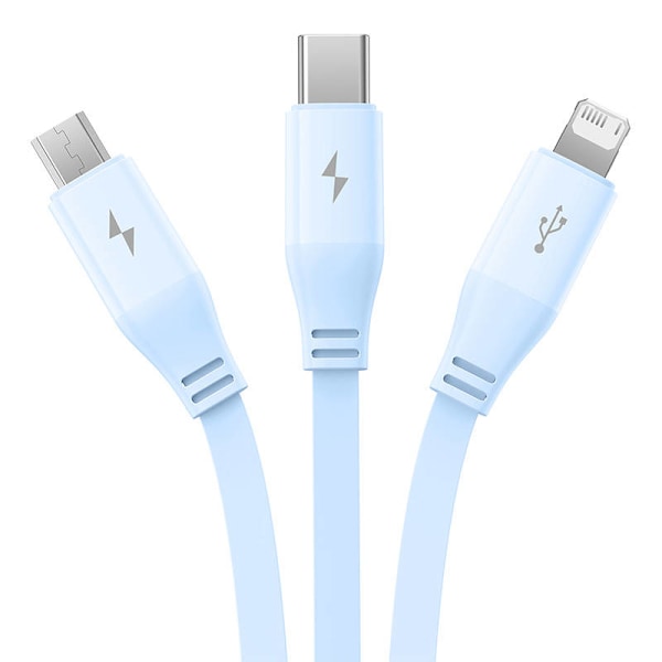 Ladekabel 3w1 Baseus USB til USB-C, USB-M, Lightning 3,5A, 1,1m (blå)