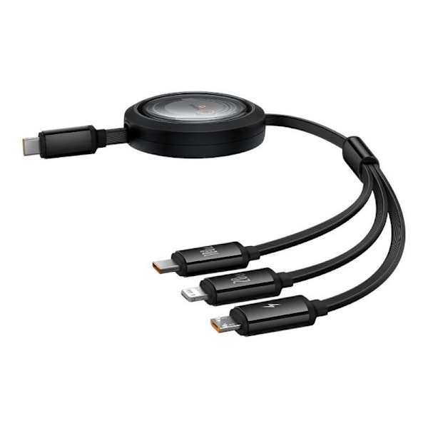 Snabbladdningskabel 3in1 Baseus Free2Draw USB-C till USB-C/Lightning/Micro 100W, 1,1m (svart)