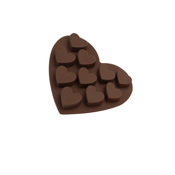 10-rums hjerteformet silikonebageform - 2-pak til chokolade, gelé, slik, kage, isterninger