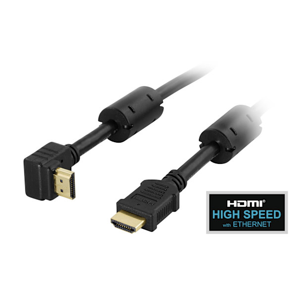 Angled HDMI cable, HDMI High Speed Ethernet, 0.5m, black
