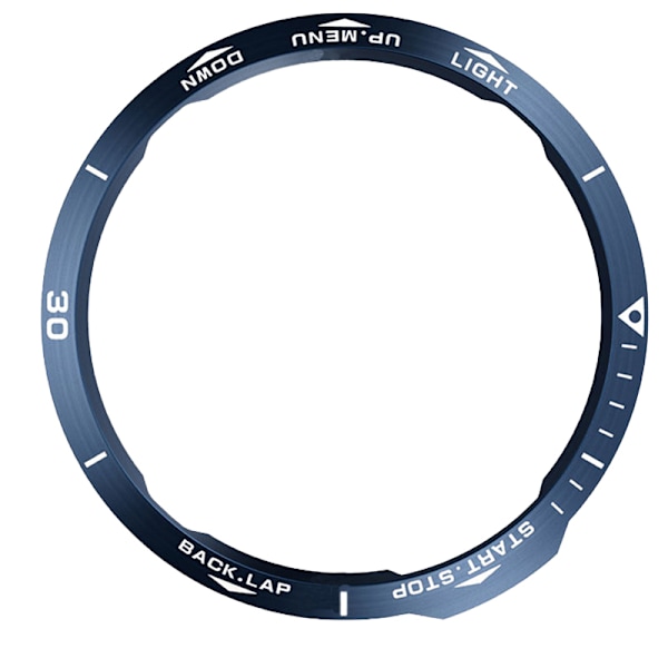 Tyylikäs sininen kehys Garmin Fenix 6X -kelloon - valkoiset yksityiskohdat