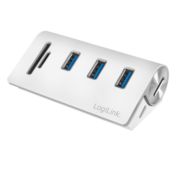 LogiLink USB3.0 3-port hub + minneskortsläsare