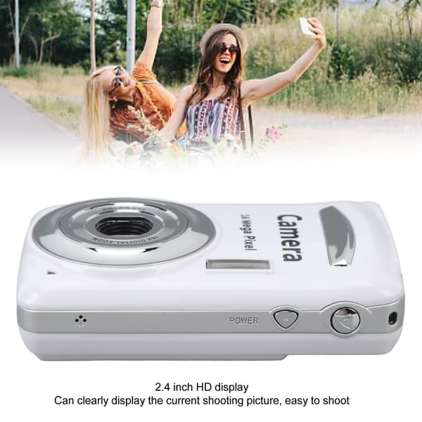 Kompakt 16x optisk zoomkamera med 16MP sensor og 2,4" LCD White White